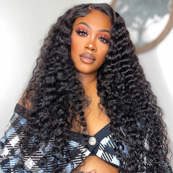 Pre Cut Lace | Deep Wave 13X4/6X5 HD Lace Frontal Wig Pre-plucked Easy Wear And Go Wig With Bleach Knots